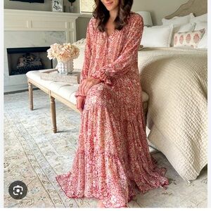 Free People Feelin groovy maxi midi dress flowy ruffles medium